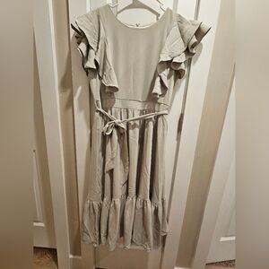 Ivy City Elegant Ruffled Sage Green Dress
